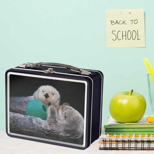 かわいいよくはしゃぐ海のオーター メタルランチボックス