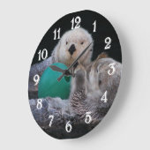 かわいいよくはしゃぐ海のオーター ラージ壁時計 (傾斜)