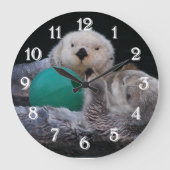 かわいいよくはしゃぐ海のオーター ラージ壁時計 (正面)
