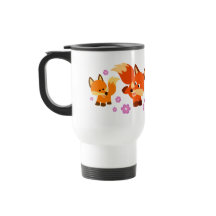 かわいいよくはしゃぐ漫画キツネコミューターマグ