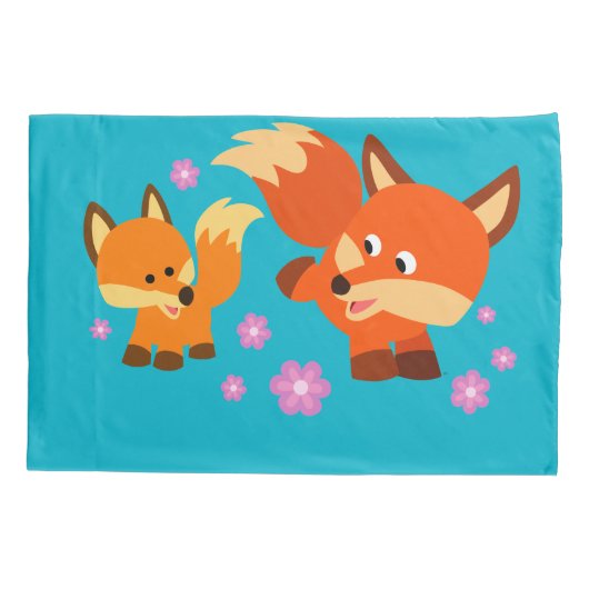 かわいいよくはしゃぐ漫画キツネ枕ケース 枕カバー (裏面)