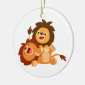 かわいいよくはしゃぐ漫画ライオンズオーナメント セラミックオーナメント (左)