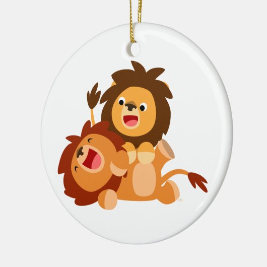 かわいいよくはしゃぐ漫画ライオンズオーナメント セラミックオーナメント (左)