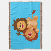 かわいいよくはしゃぐ漫画ライオンズブランケット スローブランケット (正面縦)