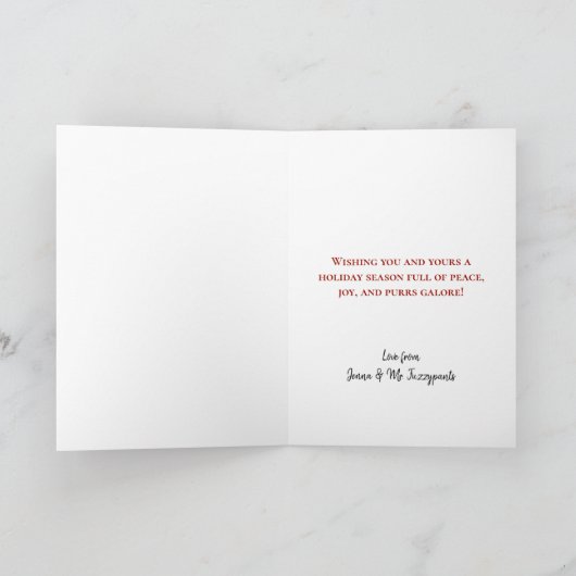 かわいいよくはしゃぐ猫たちメリークリスマス写真 シーズンカード (内部)