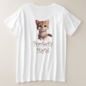 かわいいよくはしゃぐ猫 プラスサイズTシャツ (デザイン裏面)
