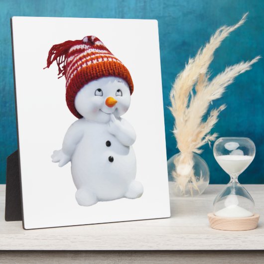 かわいいよくはしゃぐ雪だるま フォトプラーク (側面)