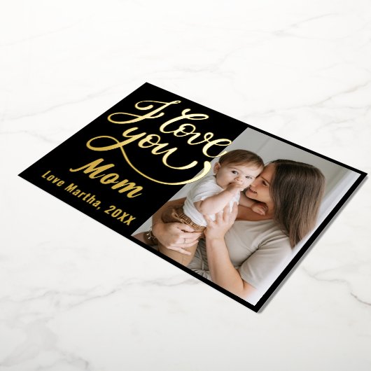 かわいいよ 愛してる ママ 母の日の写真 箔シーズンカード (回転した状態)