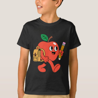 かわいいりんごが学校に戻る Tシャツ