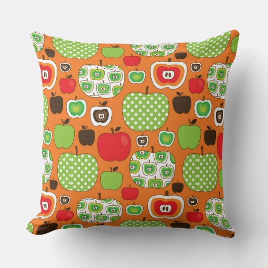 かわいいりんごのイラストレーションパターン クッション (正面)