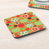 かわいいりんごのイラストレーションパターン コースター (左側)