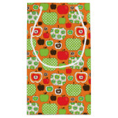 かわいいりんごのイラストレーションパターン スモールペーパーバッグ (裏面)