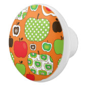 かわいいりんごのイラストレーションパターン セラミックノブ (右)