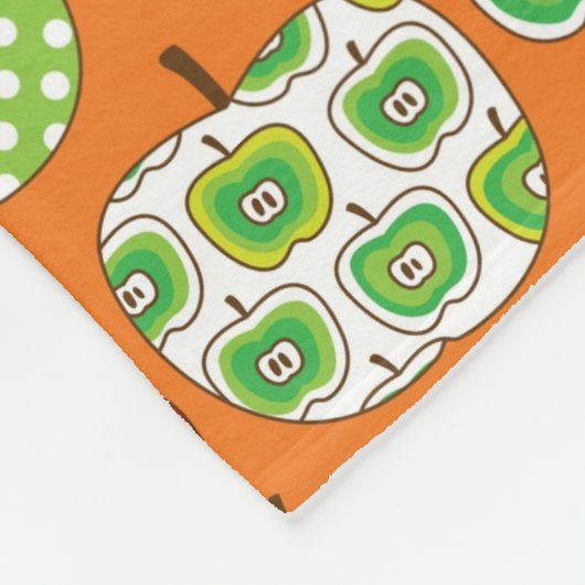 かわいいりんごのイラストレーションパターン フリースブランケット (角)