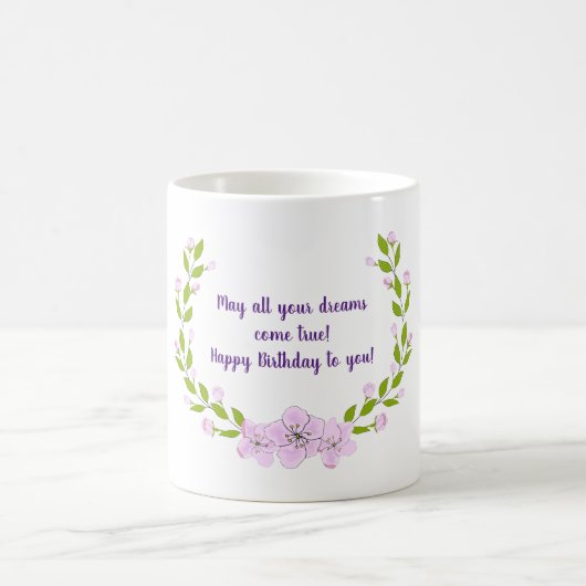 かわいいりんごの木の花 誕生日 ミニマリスト コーヒーマグカップ (中央)