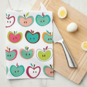 かわいいりんごパターン キッチンタオル (四つ折り)