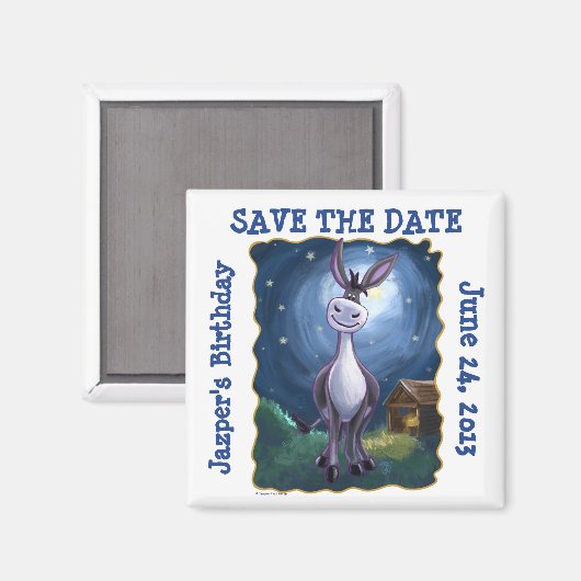 かわいいろばのパーティーの中心の保存日付の冷蔵庫Magn マグネット (正面/裏面)