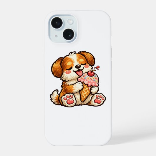 かわいいアイスの犬 iPhone 15ケース (裏面)