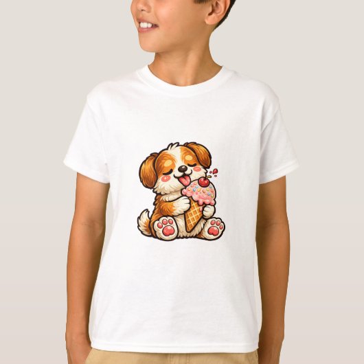 かわいいアイスの犬 Tシャツ (正面)