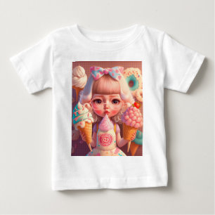 かわいいアイスガール ベビーTシャツ