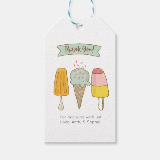 かわいいアイスクリームありがとうラベル |メッセージカード ギフトタグ (正面)