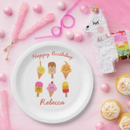 かわいいアイスクリームとポップシクルバースデー ペーパープレート