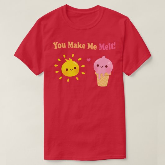かわいいアイスクリームと太陽メルトパン Tシャツ (デザイン正面)