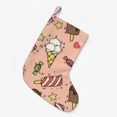 かわいいアイスクリームと棒つきキャンデー スモールクリスマスストッキング (正面 (吊り時))