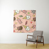 かわいいアイスクリームと棒つきキャンデー タペストリー (インサイチュ(横))