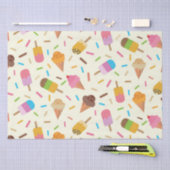 かわいいアイスクリームのコーンとポッピーキュラパターン 薄葉紙 (クラフト)