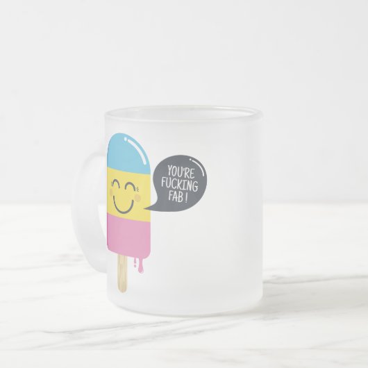 かわいいアイスクリームのスマイル-あなたはすてきおもしろいな泡 フロストグラスマグカップ (正面左)