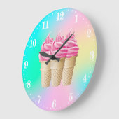 かわいいアイスクリームのデカール大時計 ラージ壁時計 (傾斜)