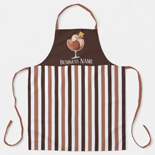 かわいいアイスクリームのベンダー名を追加 エプロン (正面)