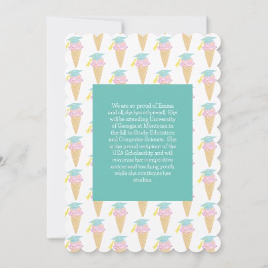 かわいいアイスクリームの卒業式パーティー 招待状 (裏面)
