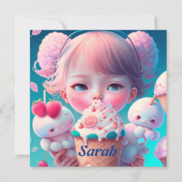 かわいいアイスクリームの女の子 カード