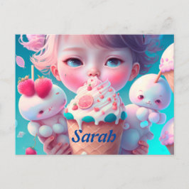 かわいいアイスクリームの女の子 ポストカード