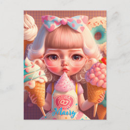 かわいいアイスクリームの女の子 ポストカード