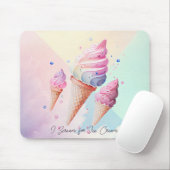 かわいいアイスクリームの水色 マウスパッド (マウス)