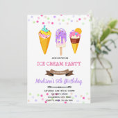 かわいいアイスクリームの誕生日の招待 招待状 (スタンド正面)