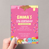 かわいいアイスクリームの誕生日パーティー招待状 アクリル招待状 (インサイチュ (ポータブル))