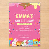 かわいいアイスクリームの誕生日パーティー招待状 アクリル招待状 (正面)