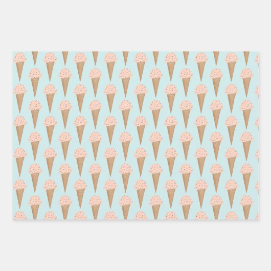 かわいいアイスクリームを撒モダンくピンクカラフル色 ラッピングペーパーシート (正面2)