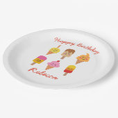 かわいいアイスクリームアンドポップシクル誕生日 ペーパープレート (アングル)