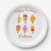 かわいいアイスクリームアンドポップシクル誕生日 ペーパープレート (正面)
