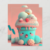 かわいいアイスクリームカップカード (正面/裏面)