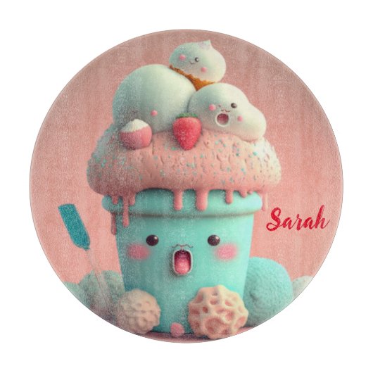 かわいいアイスクリームカップ カッティングボード (正面)