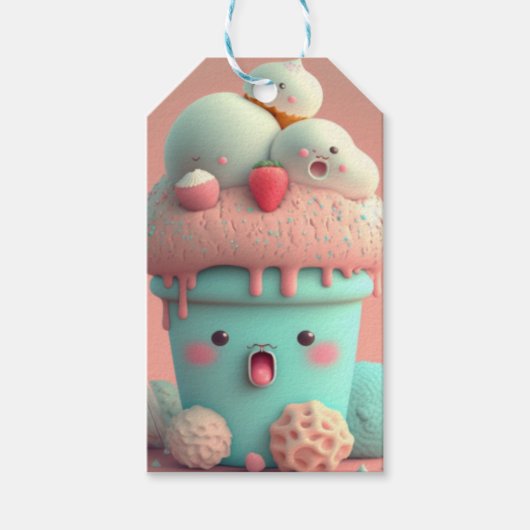 かわいいアイスクリームカップ ギフトタグ (正面)