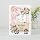 かわいいアイスクリームカートのピンク色のバルーンブライダルシャワー 招待状 (スタンド正面)