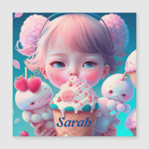 かわいいアイスクリームガールカード