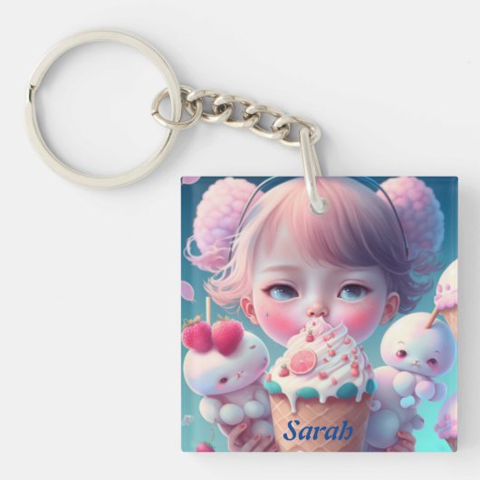かわいいアイスクリームガール キーホルダー (正面)